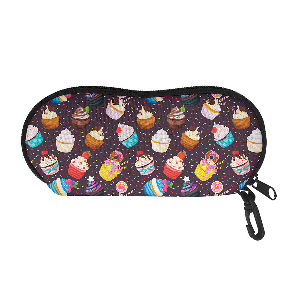 Cute Cupcake Pattern Print Glasses Case