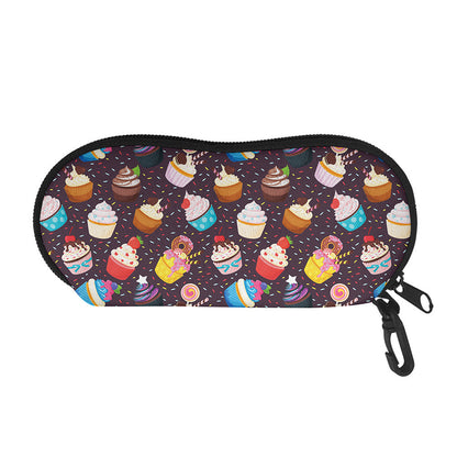 Cute Cupcake Pattern Print Glasses Case