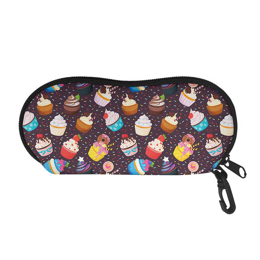Cute Cupcake Pattern Print Glasses Case