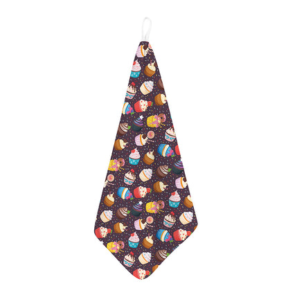 Cute Cupcake Pattern Print Hand Towel
