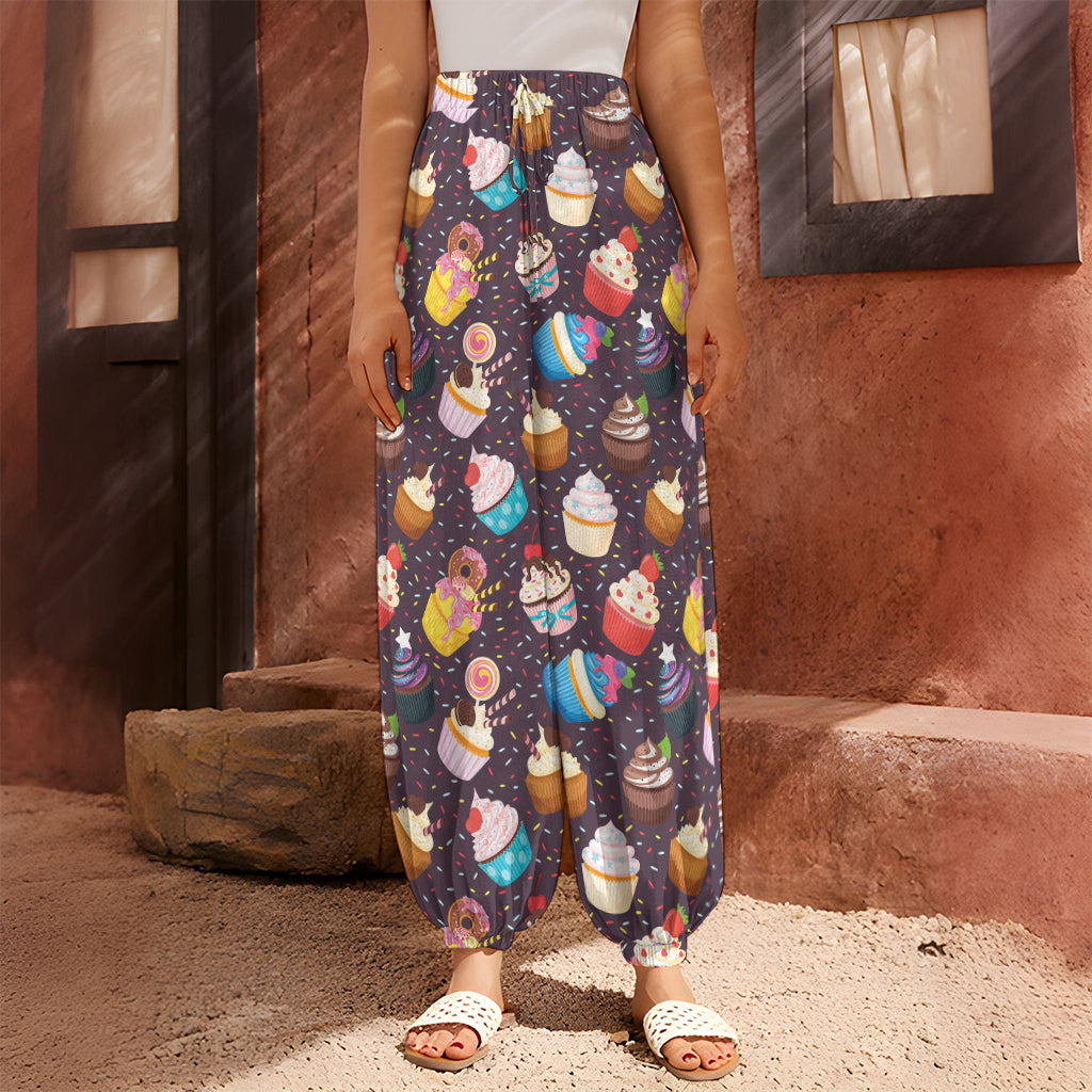 Cute Cupcake Pattern Print Harem Pants