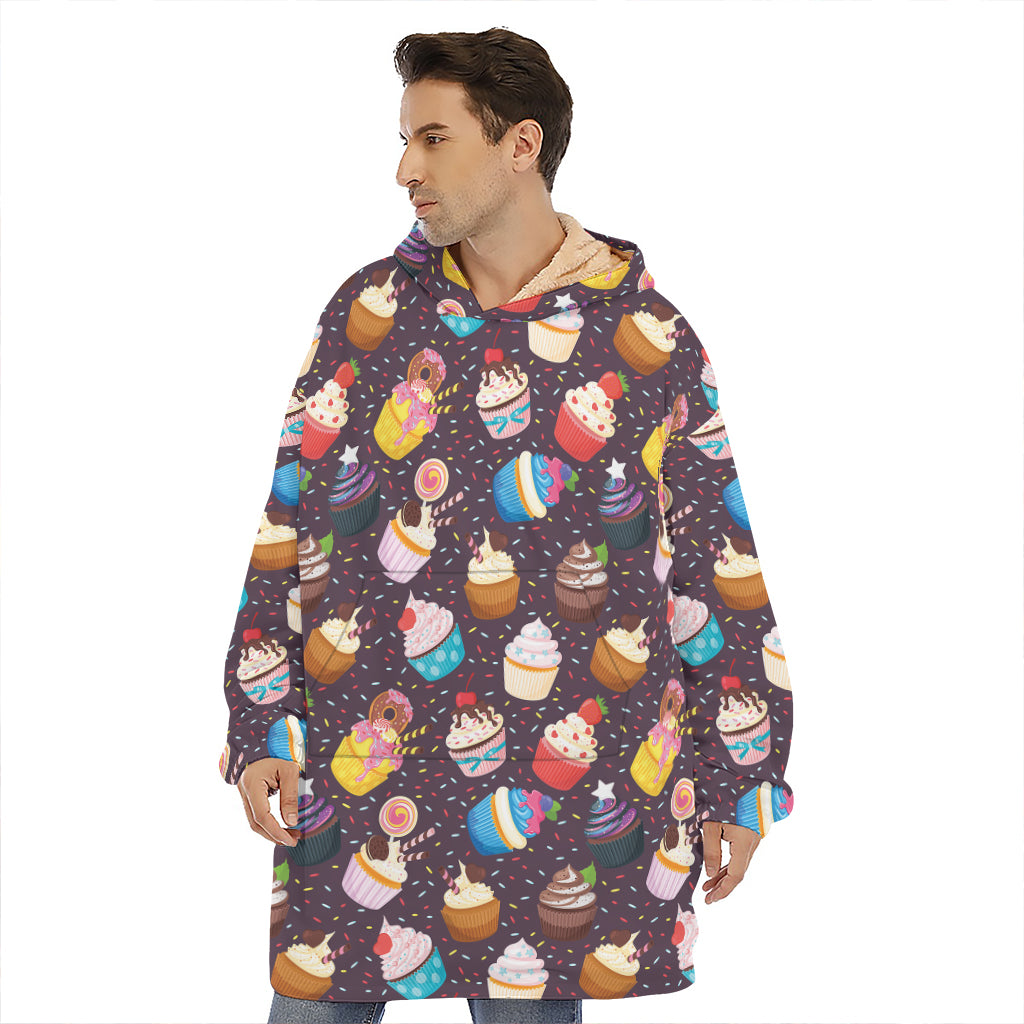 Cute Cupcake Pattern Print Hoodie Blanket