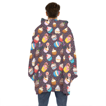 Cute Cupcake Pattern Print Hoodie Blanket