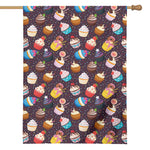 Cute Cupcake Pattern Print House Flag