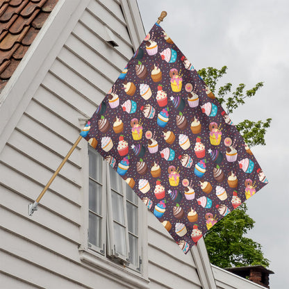 Cute Cupcake Pattern Print House Flag