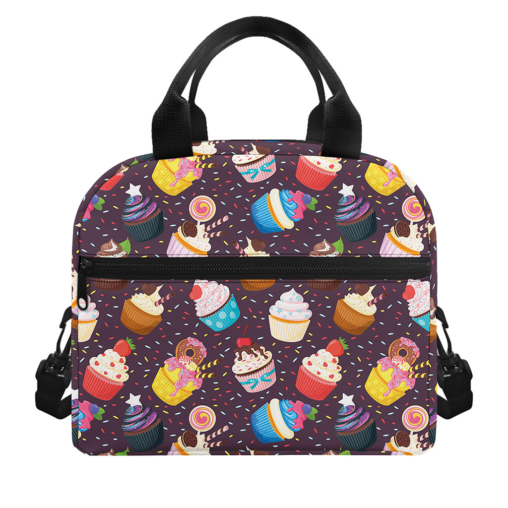 Cute Cupcake Pattern Print Insulated Lunch Bag