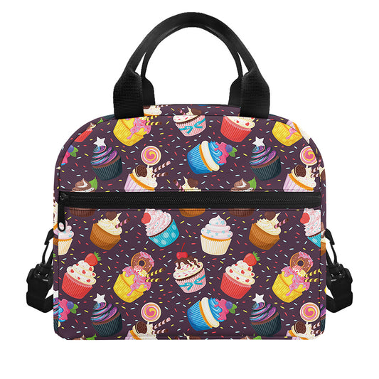 Cute Cupcake Pattern Print Insulated Lunch Bag