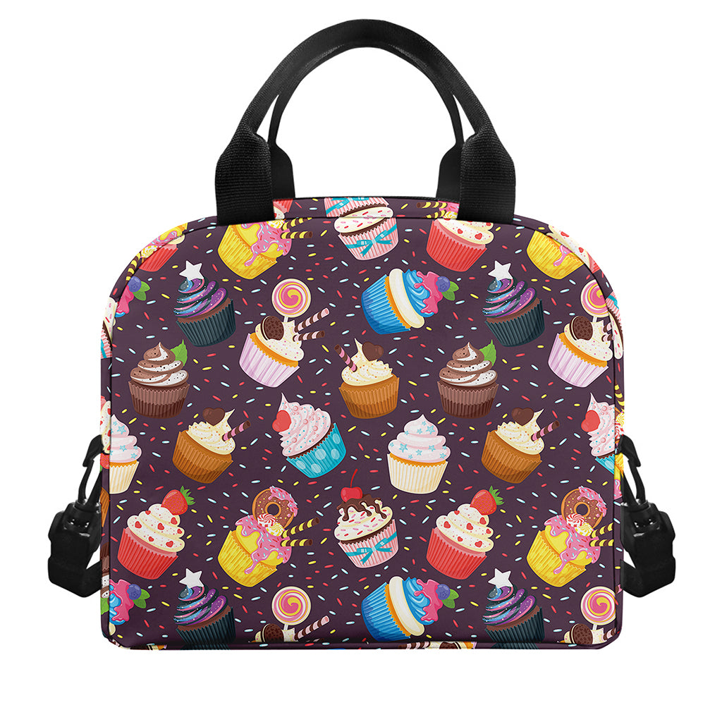 Cute Cupcake Pattern Print Insulated Lunch Bag