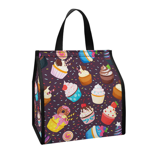 Cute Cupcake Pattern Print Insulated Lunch Tote