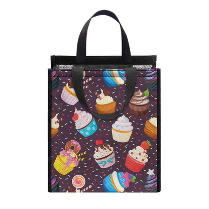Cute Cupcake Pattern Print Insulated Lunch Tote