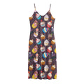 Cute Cupcake Pattern Print Jersey Midi Cami Dress