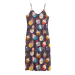 Cute Cupcake Pattern Print Jersey Midi Cami Dress