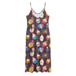 Cute Cupcake Pattern Print Jersey Midi Cami Dress