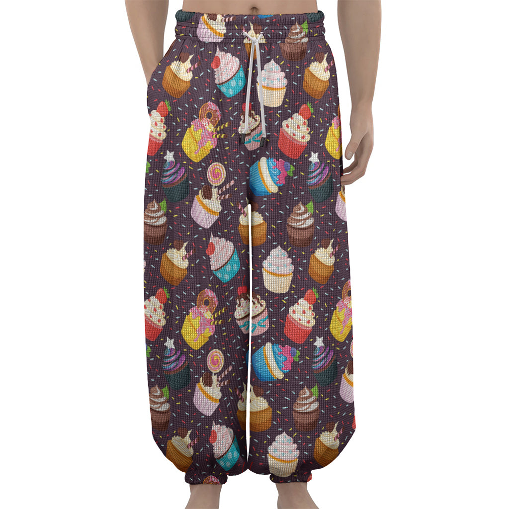 Cute Cupcake Pattern Print Lantern Pants