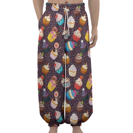 Cute Cupcake Pattern Print Lantern Pants