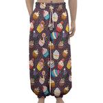 Cute Cupcake Pattern Print Lantern Pants