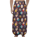 Cute Cupcake Pattern Print Lantern Pants