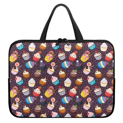 Cute Cupcake Pattern Print Laptop Sleeve With Handle