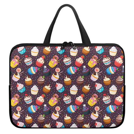 Cute Cupcake Pattern Print Laptop Sleeve With Handle