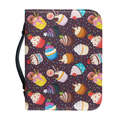 Cute Cupcake Pattern Print Leather Bible Cover