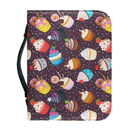 Cute Cupcake Pattern Print Leather Bible Cover