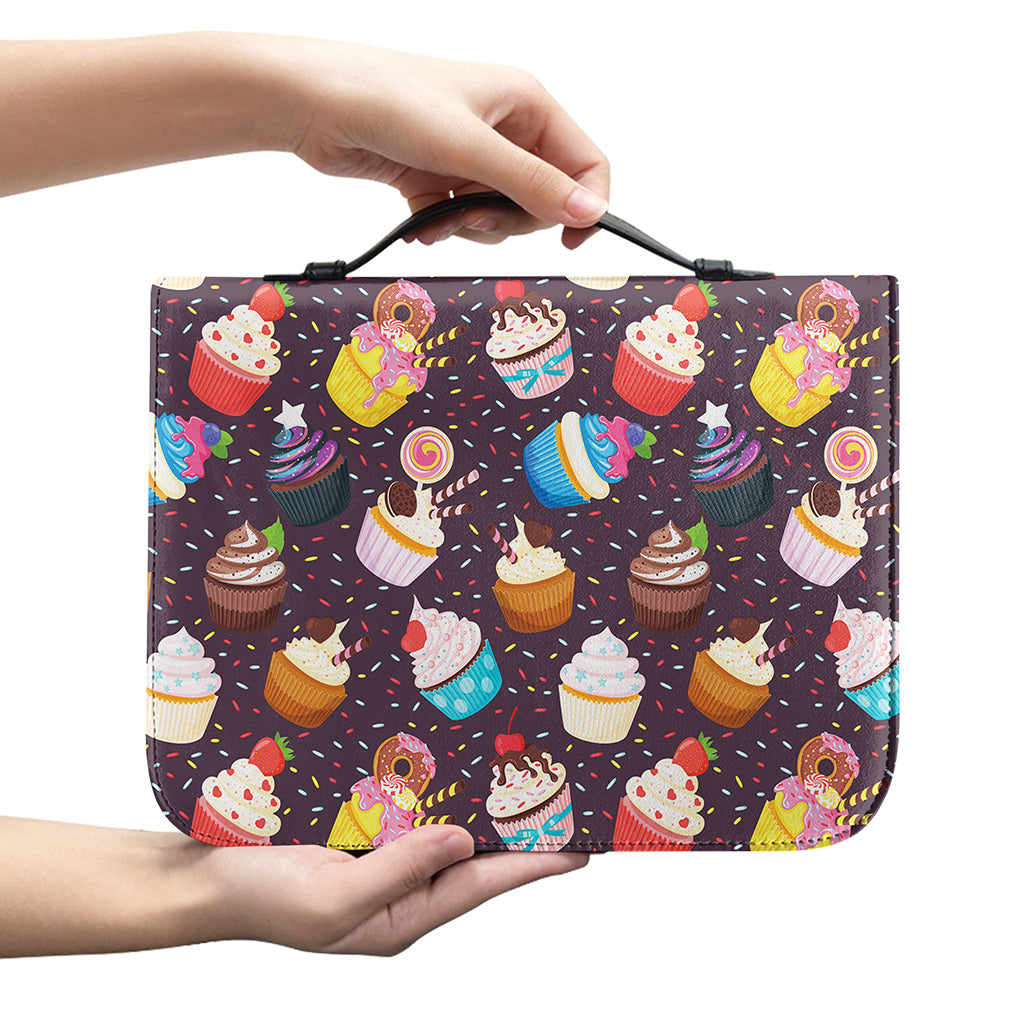 Cute Cupcake Pattern Print Leather Bible Cover