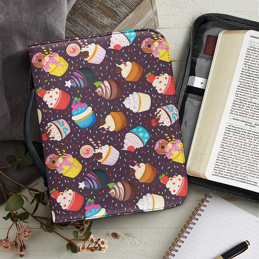 Cute Cupcake Pattern Print Leather Bible Cover