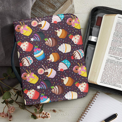 Cute Cupcake Pattern Print Leather Bible Cover