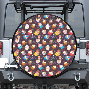 Cute Cupcake Pattern Print Leather Spare Tire Cover