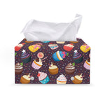 Cute Cupcake Pattern Print Leather Tissue Box Cover