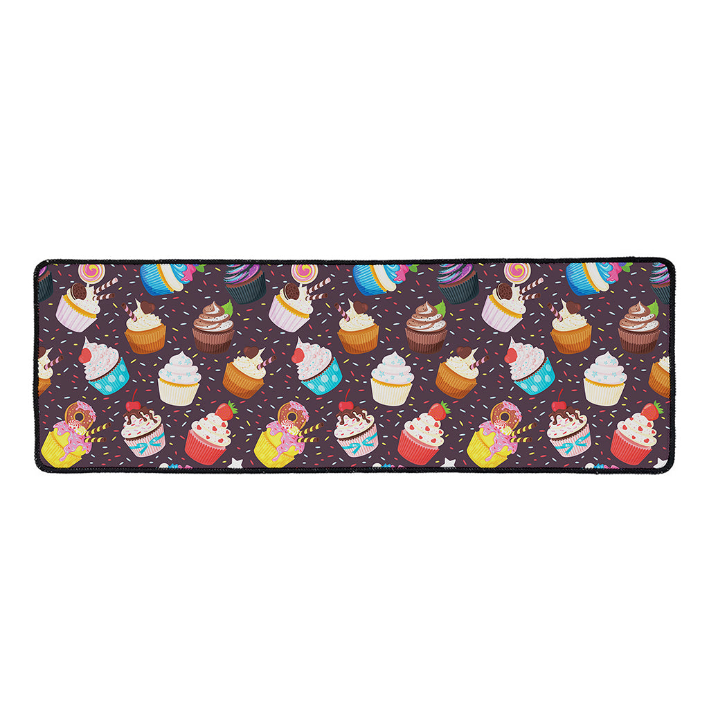 Cute Cupcake Pattern Print Long Kitchen Mat