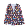 Cute Cupcake Pattern Print Long Sleeve Short Coat