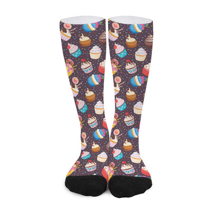 Cute Cupcake Pattern Print Long Socks