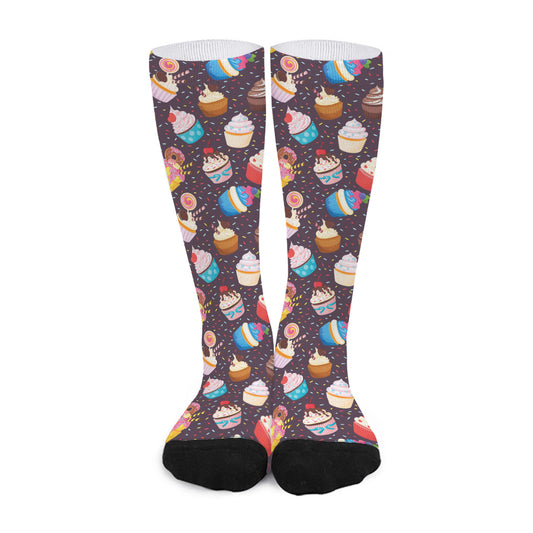 Cute Cupcake Pattern Print Long Socks