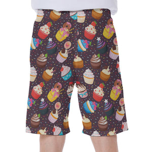 Cute Cupcake Pattern Print Men's Beach Shorts