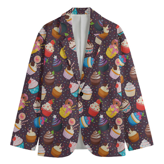 Cute Cupcake Pattern Print Men's Blazer