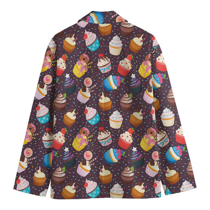 Cute Cupcake Pattern Print Men's Blazer