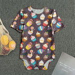 Cute Cupcake Pattern Print Men's Bodysuit