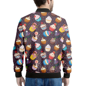 Cute Cupcake Pattern Print Men's Bomber Jacket