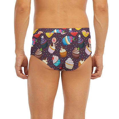 Cute Cupcake Pattern Print Men's Briefs