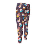 Cute Cupcake Pattern Print Men's Compression Pants