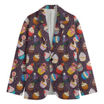 Cute Cupcake Pattern Print Men's Cotton Blazer