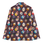 Cute Cupcake Pattern Print Men's Cotton Blazer