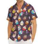 Cute Cupcake Pattern Print Men's Deep V-Neck Shirt