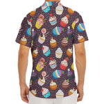 Cute Cupcake Pattern Print Men's Deep V-Neck Shirt