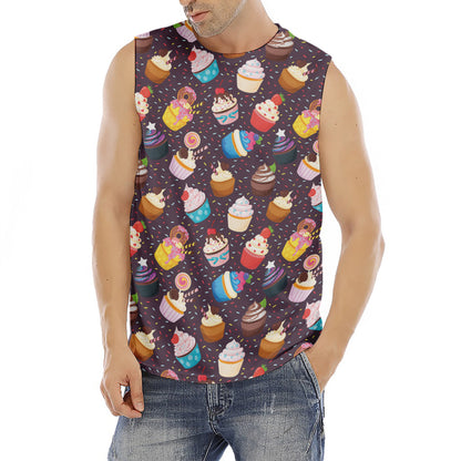 Cute Cupcake Pattern Print Men's Fitness Tank Top