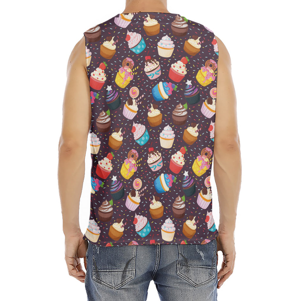 Cute Cupcake Pattern Print Men's Fitness Tank Top