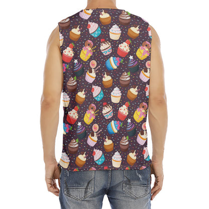 Cute Cupcake Pattern Print Men's Fitness Tank Top