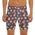 Cute Cupcake Pattern Print Men's Long Boxer Briefs