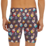 Cute Cupcake Pattern Print Men's Long Boxer Briefs